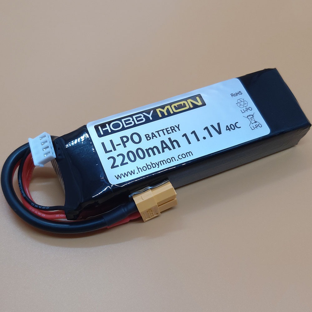 하비몬[#HBM2200M3S] [소형 3셀 리포 배터리] 2200mAh 11.1V 3S 40C LiPo Battery w/XT60 Connector (D1RC 디펜더 D110) (크기 105 x 34 x 23mm)[상품코드]HOBBYMON