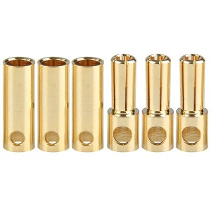 하비몬[#BM0077] [3쌍입+수축튜브] 5mm Gold Bullet Connectors w/Heat Shrink Tubing (길이 수10+7mm｜암17mm)[상품코드]BEST-RCMODEL