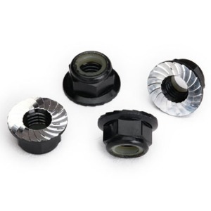 하비몬[#AX8447A] [4개입] Nuts, 5mm Flanged Nylon Locking (Aluminum, Black-Anodized, Serrated)[상품코드]TRAXXAS