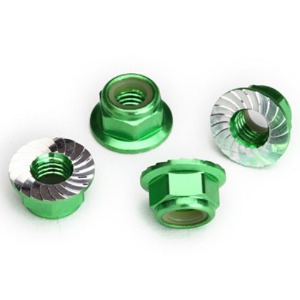 하비몬[#AX8447G] [4개입] Nuts, 5mm Flanged Nylon Locking (Aluminum, Green-Anodized, Serrated)[상품코드]TRAXXAS
