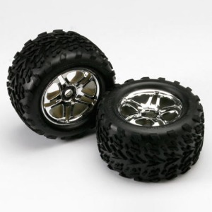 하비몬[#AX5174R] Tires &amp; wheels, assembled, glued (SS (Split Spoke) chrome wheels, Talon tires, foam inserts) (2) (use w/17mm splined wheel hubs &amp; nuts, part #5353X) (Brushless)[상품코드]TRAXXAS
