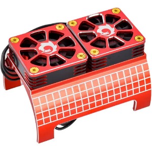 하비몬[#C32527RED ■] [직경 55~58mm 모터용 쿨링팬 + 마운트] Alloy Heatsink w/ Cooling Fans for 1/5 Scale 55-58mm O.D. Size Drive Motor[상품코드]-