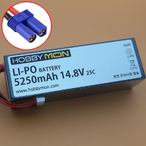 하비몬[BM0322-EC5] (3셀 크기 4셀 리포 배터리｜하드케이스) 5250mAh 14.8V 4S 25C Hard Case LiPo Battery w/EC5 Connector (크기 139 x 48 x 39mm)[상품코드]HOBBYMON