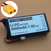 하비몬[#HBM4600M2S-XT60｜BM0320] [소프트 케이스] 4600mAh 7.4V 2S 45C Soft Case LiPo Battery w/XT60 Connector (록하비 FJ40, 마시간) (크기 92 x 45 x 23mm)[상품코드]HOBBYMON