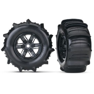 하비몬[#AX7773] Tires &amp; Wheels, Assembled, Glued (X-Maxx® Black Wheels, Paddle Tires, Foam Inserts) (Left &amp; Right) (2)[상품코드]TRAXXAS
